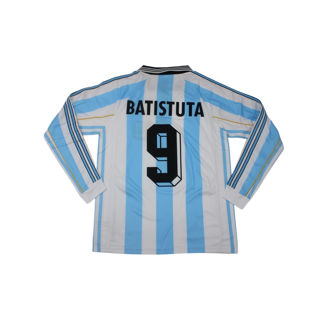 1998 Argentina Home Retro Football Shirt Long Sleeve