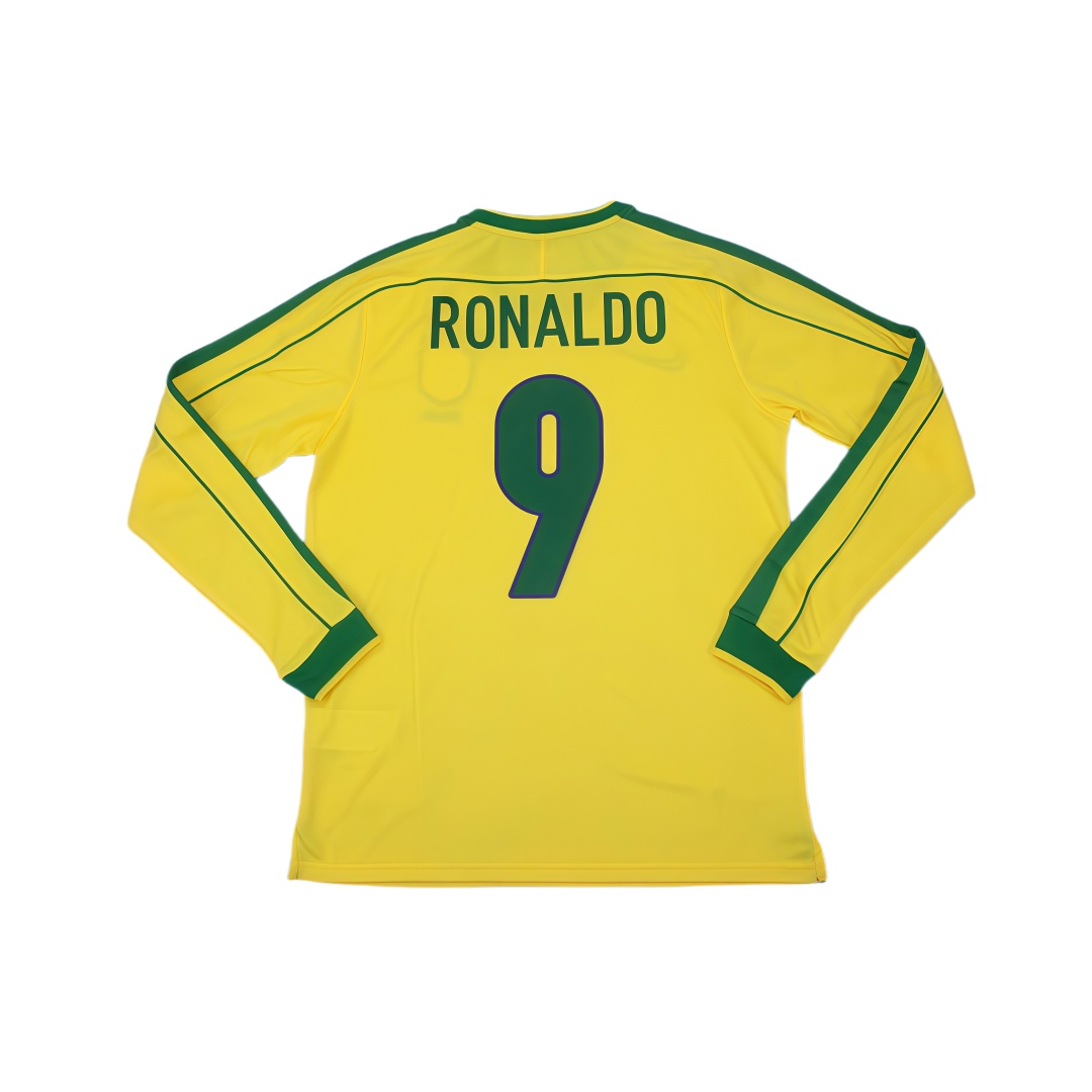 1998 Brazil Home Retro Football Shirt Long Sleeve