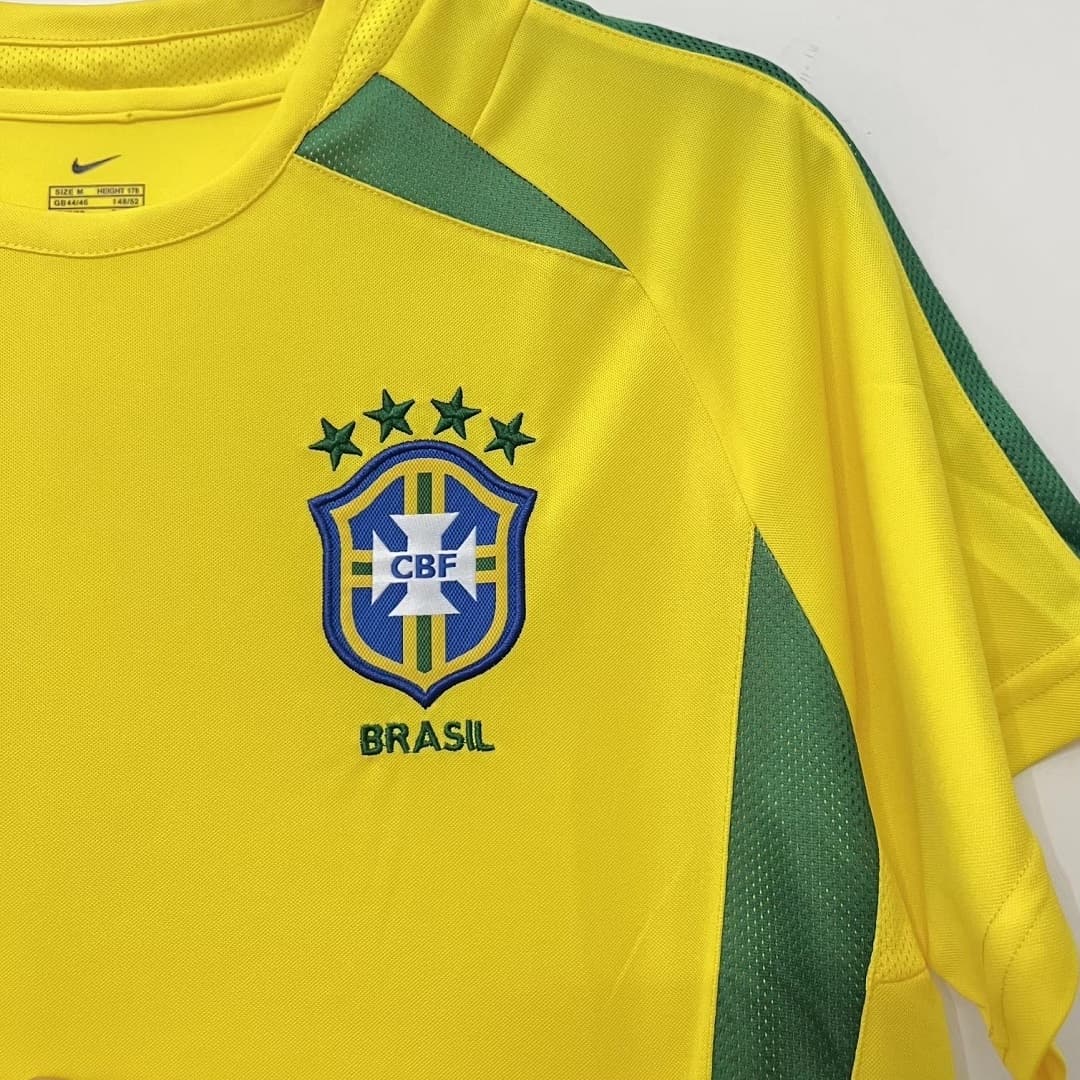 2002 Brazil Home Retro Football Shirt Long Sleeve