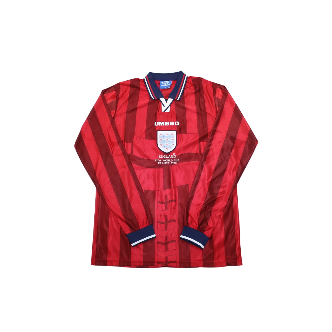 1998 England Away Retro Football Shirt Long Sleeve  1998 England Away Retro Football Shirt Long Sleeve