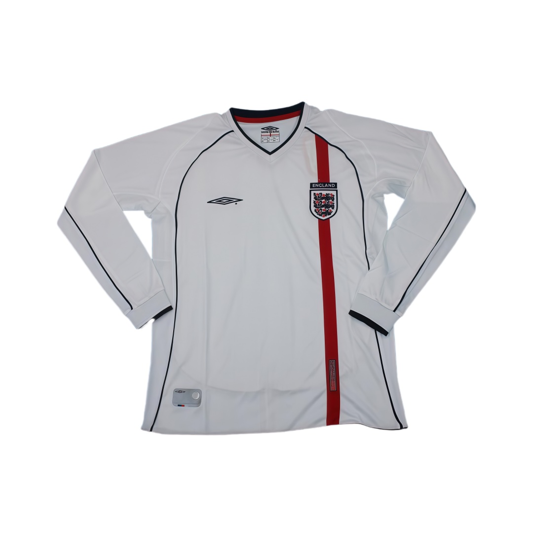 2002 England Home Retro Football Shirt Long Sleeve  2002 England Home Retro Football Shirt Long Sleeve