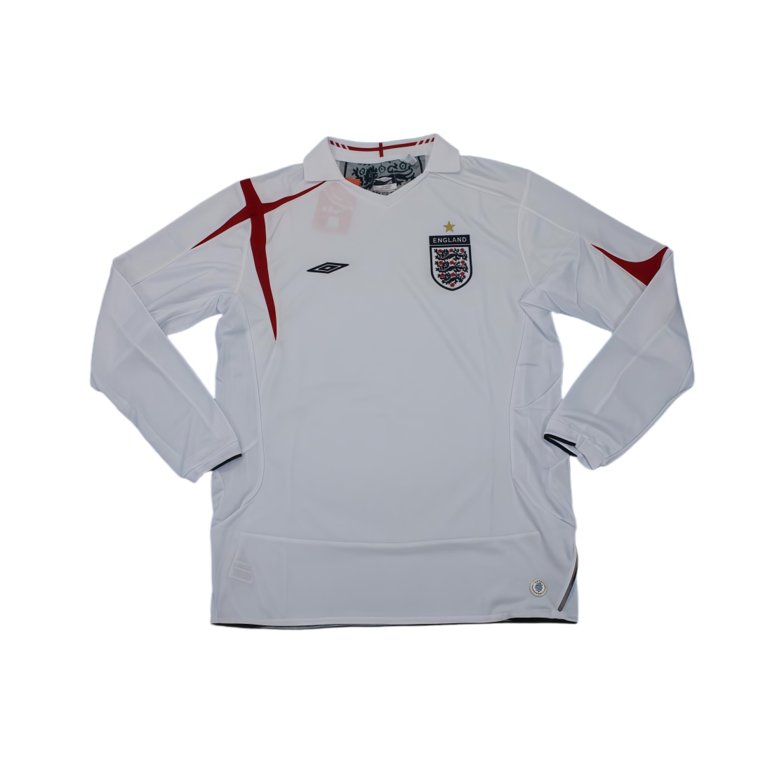 2006 England Home Retro Football Shirt Long Sleeve  2006 England Home Retro Football Shirt Long Sleeve
