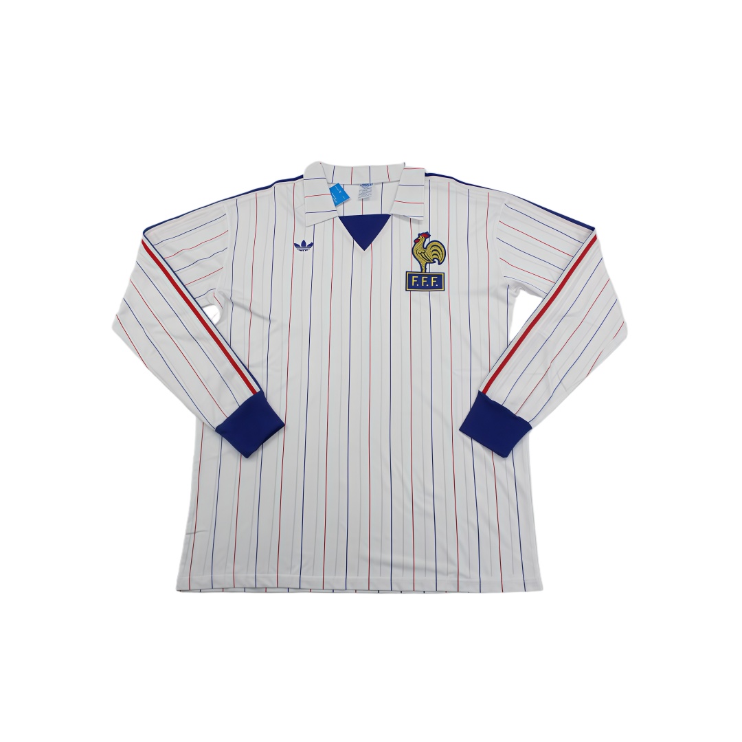 1980-82 France Away Retro Football Shirt Long Sleeve  1980-82 France Away Retro Football Shirt Long Sleeve