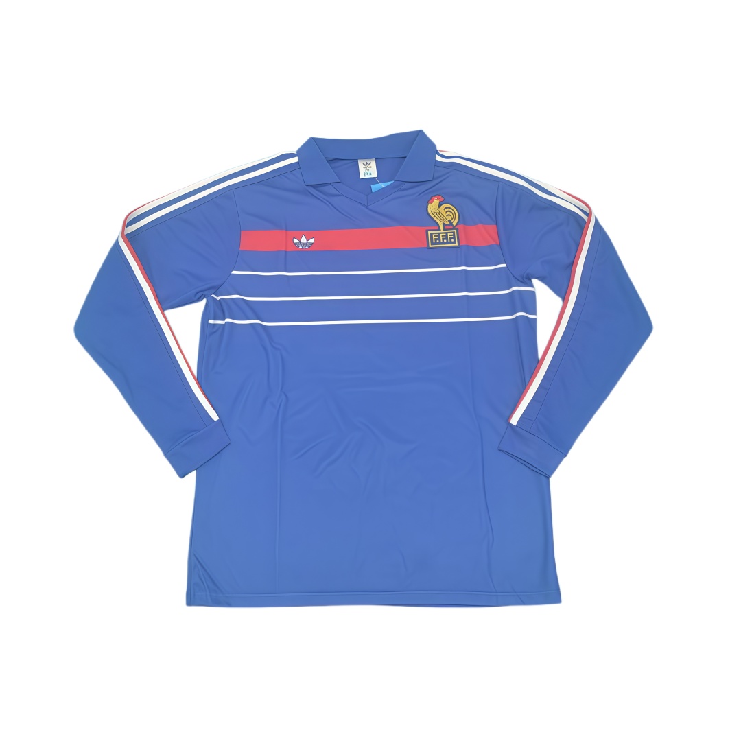 1984 France Home Retro Football Shirt Long Sleeve  1984 France Home Retro Football Shirt Long Sleeve